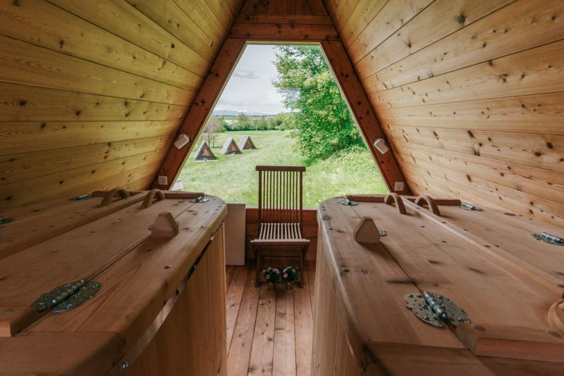 A-frame cabin interior